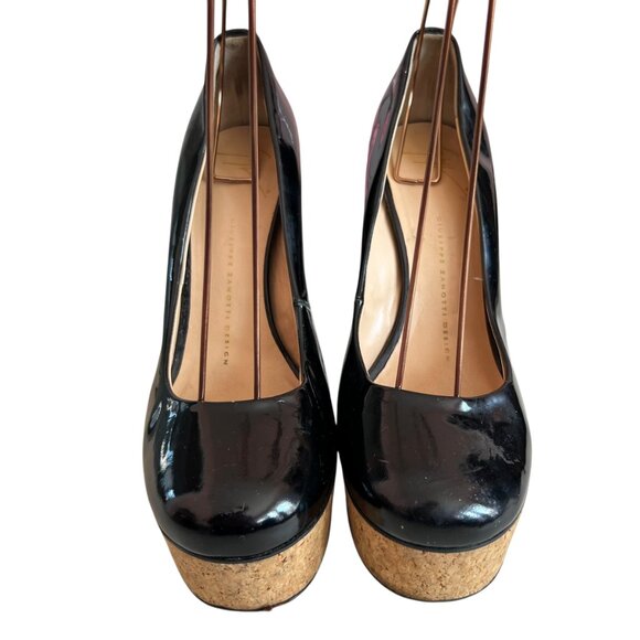 Giuseppe Zanotti pumps black patent leather cork platform 38 stiletto high heel - Picture 2 of 16